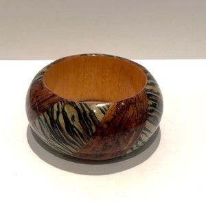 Wooden Bangle w/ Tiger Print & Wood Grain